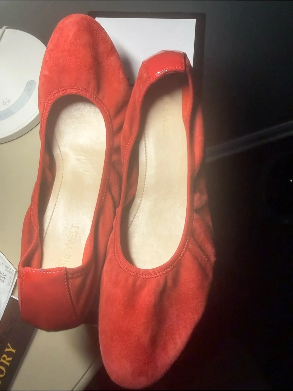Nine West Red Slip-On Ballet Flats with Patent Heel
